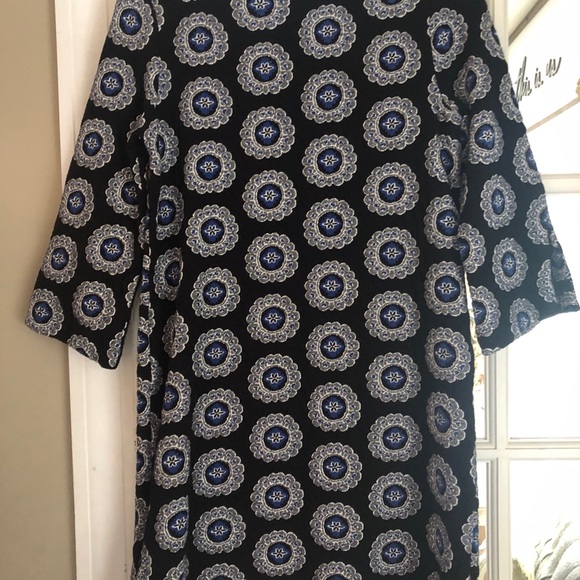 LOFT Printed Black, Blue, White & Gray dress Small - Picture 6 of 8
